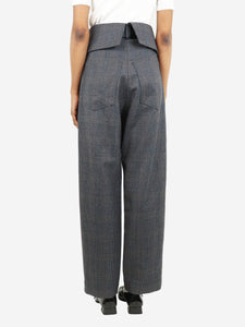 Loewe Grey high-waist check wool trousers - size UK 8