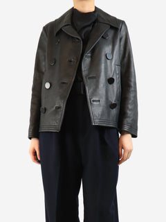 Black double-breasted leather jacket - size UK 8 Coats & Jackets Balenciaga 