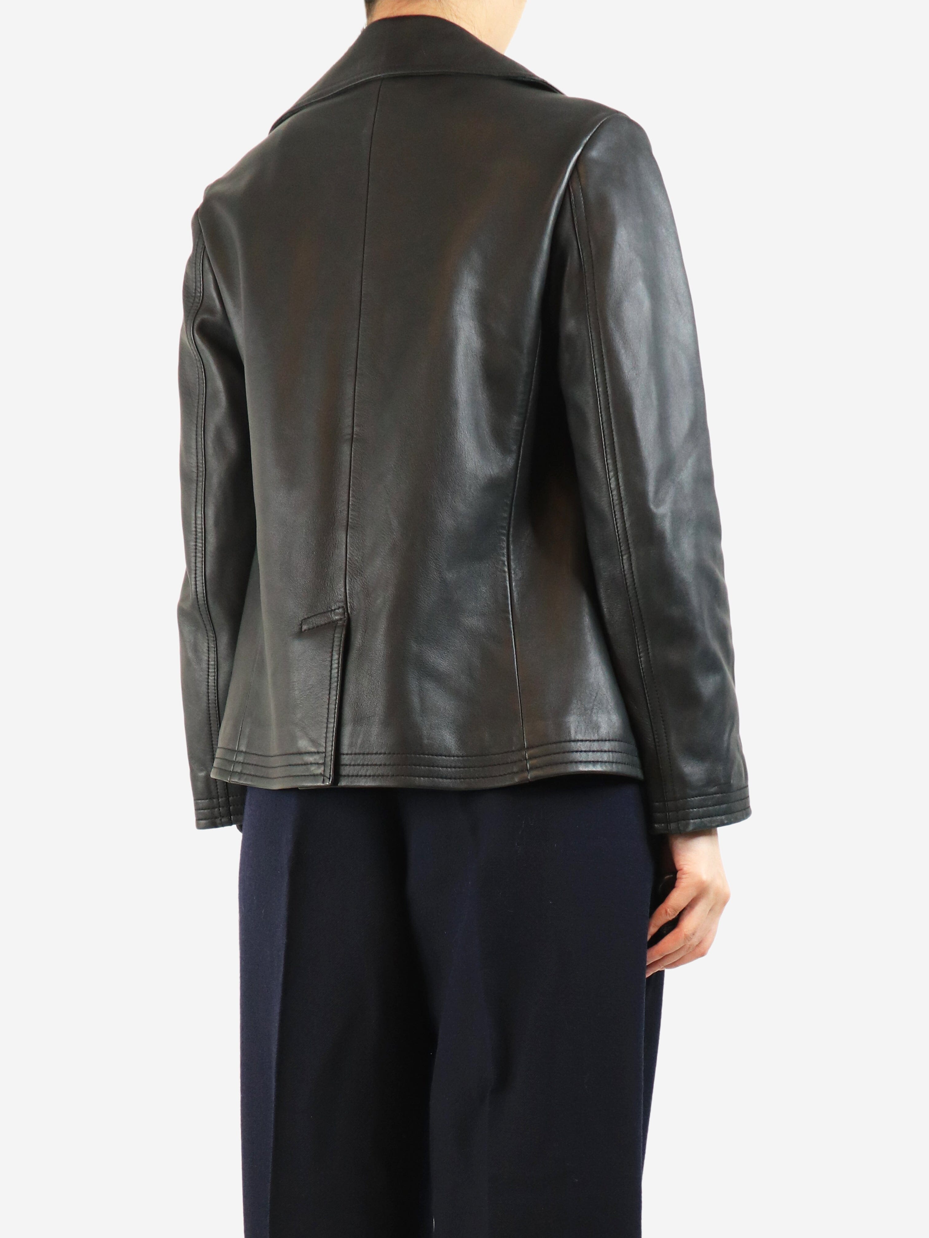 Black double-breasted leather jacket - size UK 8 Coats & Jackets Balenciaga 