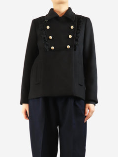 Black wool coat with pearl buttons - size UK 14 Coats & Jackets Gucci 
