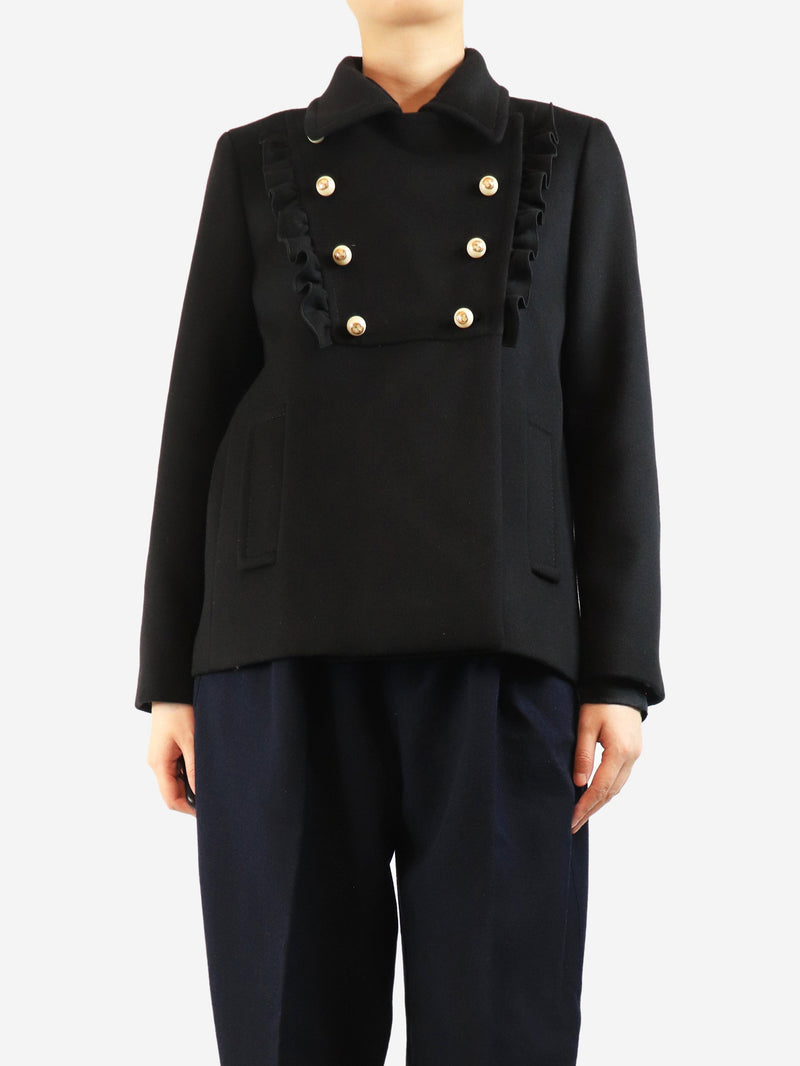 Black wool coat with pearl buttons - size UK 14 Coats & Jackets Gucci 