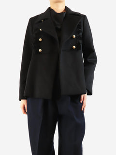 Black wool coat with pearl buttons - size UK 14 Coats & Jackets Gucci 