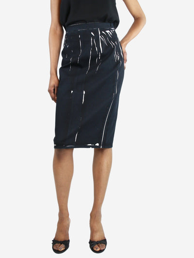 Black printed denim pencil skirt - size UK 6 Skirts Prada 