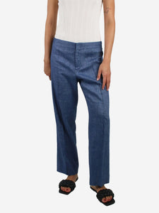 Isabel Marant Etoile Blue pleated linen trousers - size UK 12
