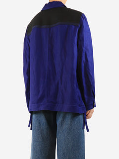 Blue Anagram-patch linen-blend jacket - size UK 10 Coats & Jackets Loewe 