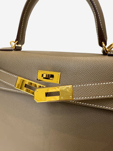 Hermes Etoupe 2023 Kelly 28 bag in Epsom leather