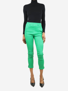 Arma Green elasticated leather trousers - size UK 8