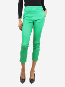 Arma Green elasticated leather trousers - size UK 8