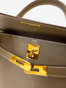 Hermes Etoupe 2023 Kelly 28 bag in Epsom leather