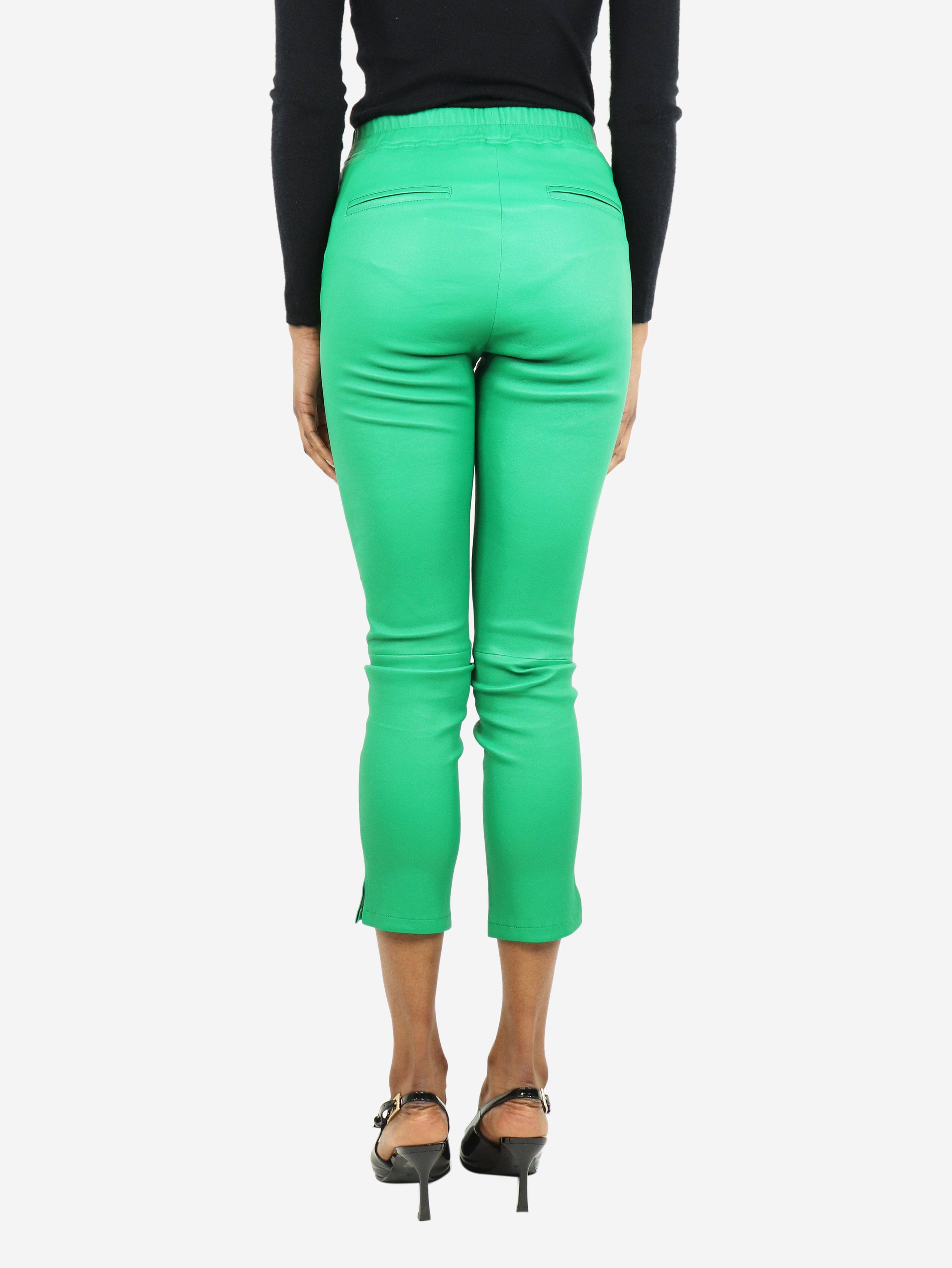 Green elasticated leather trousers - size UK 8 Trousers Arma 