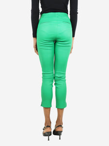 Arma Green elasticated leather trousers - size UK 8