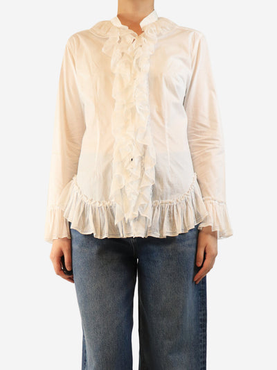 White ruffle blouse - size UK 10 Tops Ermanno Scervino 