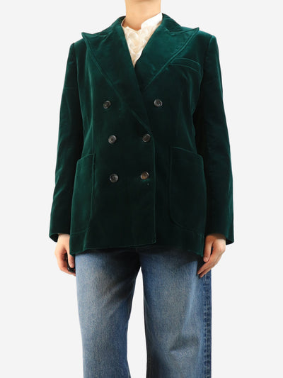Emerald double-breasted velour blazer - size UK 14 Coats & Jackets Bella Freud 