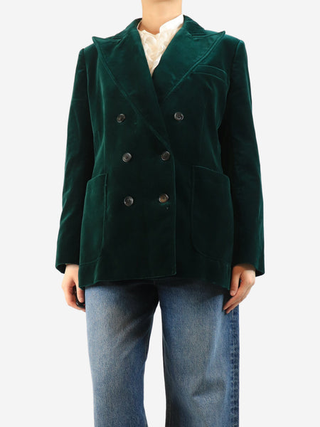 Emerald double-breasted velour blazer - size UK 14 product image