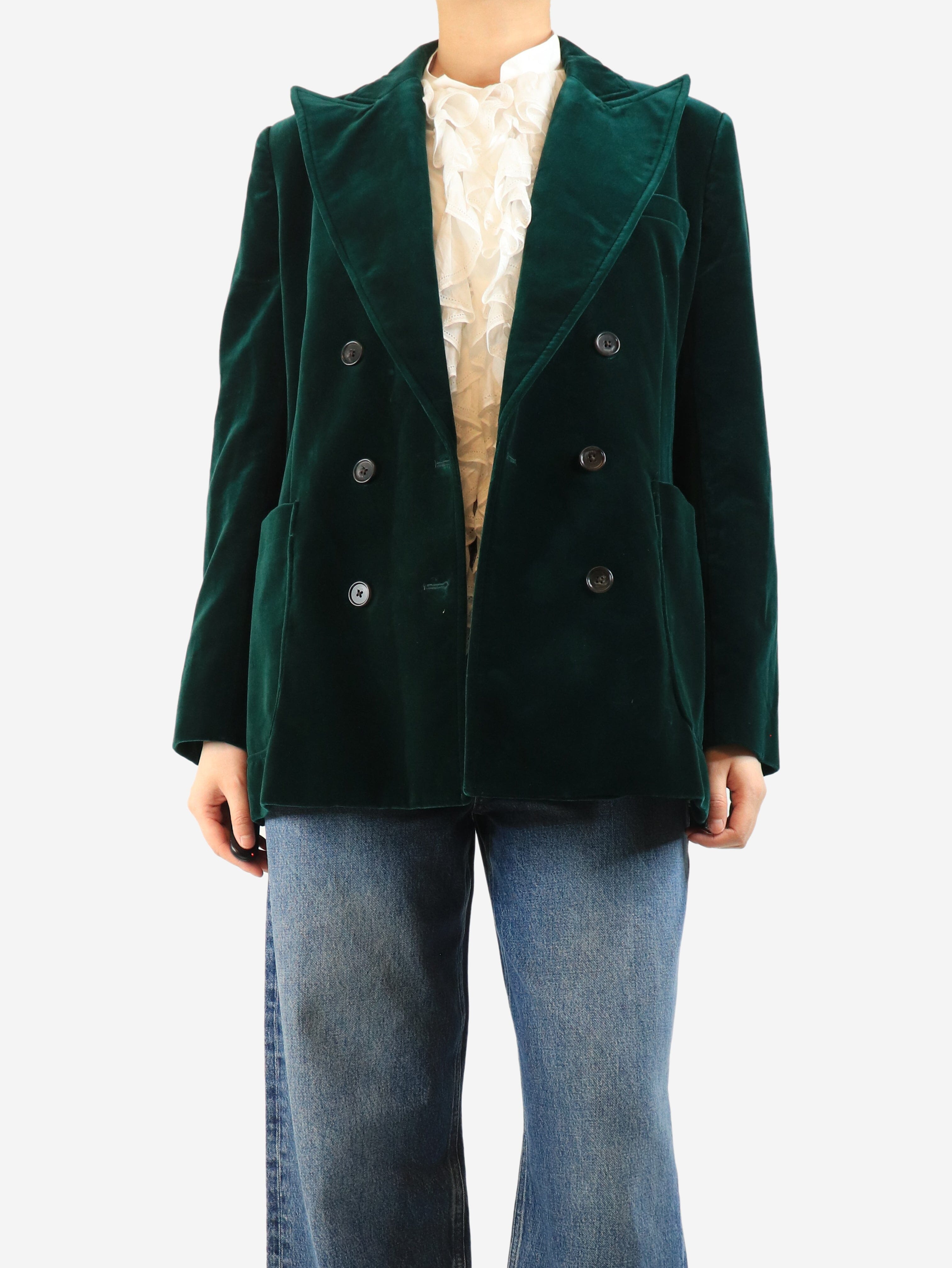 Emerald double-breasted velour blazer - size UK 14 Coats & Jackets Bella Freud 