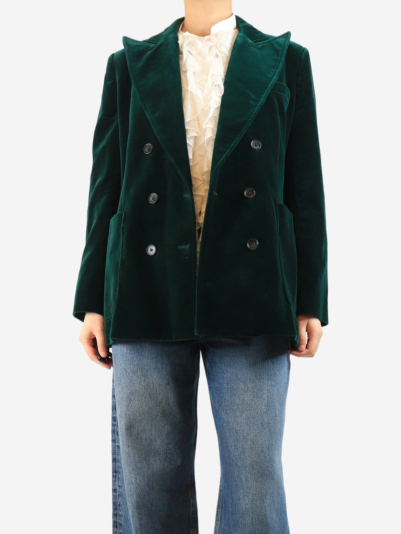 Emerald double-breasted velour blazer - size UK 14 Coats & Jackets Bella Freud 