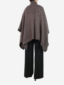 Melys Brown heavy high-neck cashmere poncho - size UK 12
