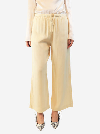 Cream woven stripe drawstring trousers - size UK 8 Trousers Toteme 