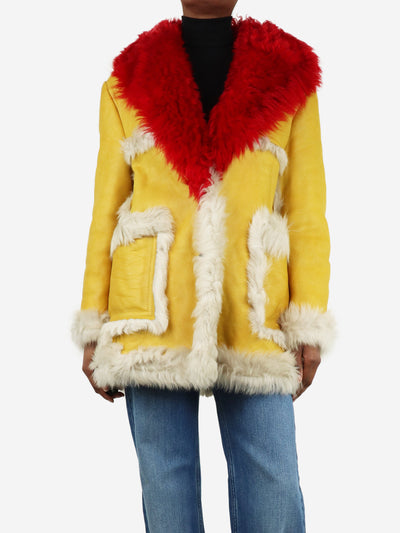 Yellow and red F/W 2014 Runway sheep fur coat - size UK 6 Coats & Jackets Prada 