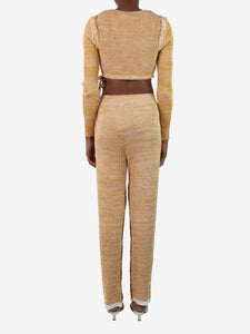 Christopher Esber Orange ribbed crop top and trouser set - size XS