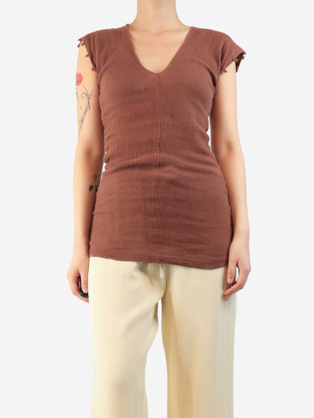 Brown sleeveless top - size UK 8 product image