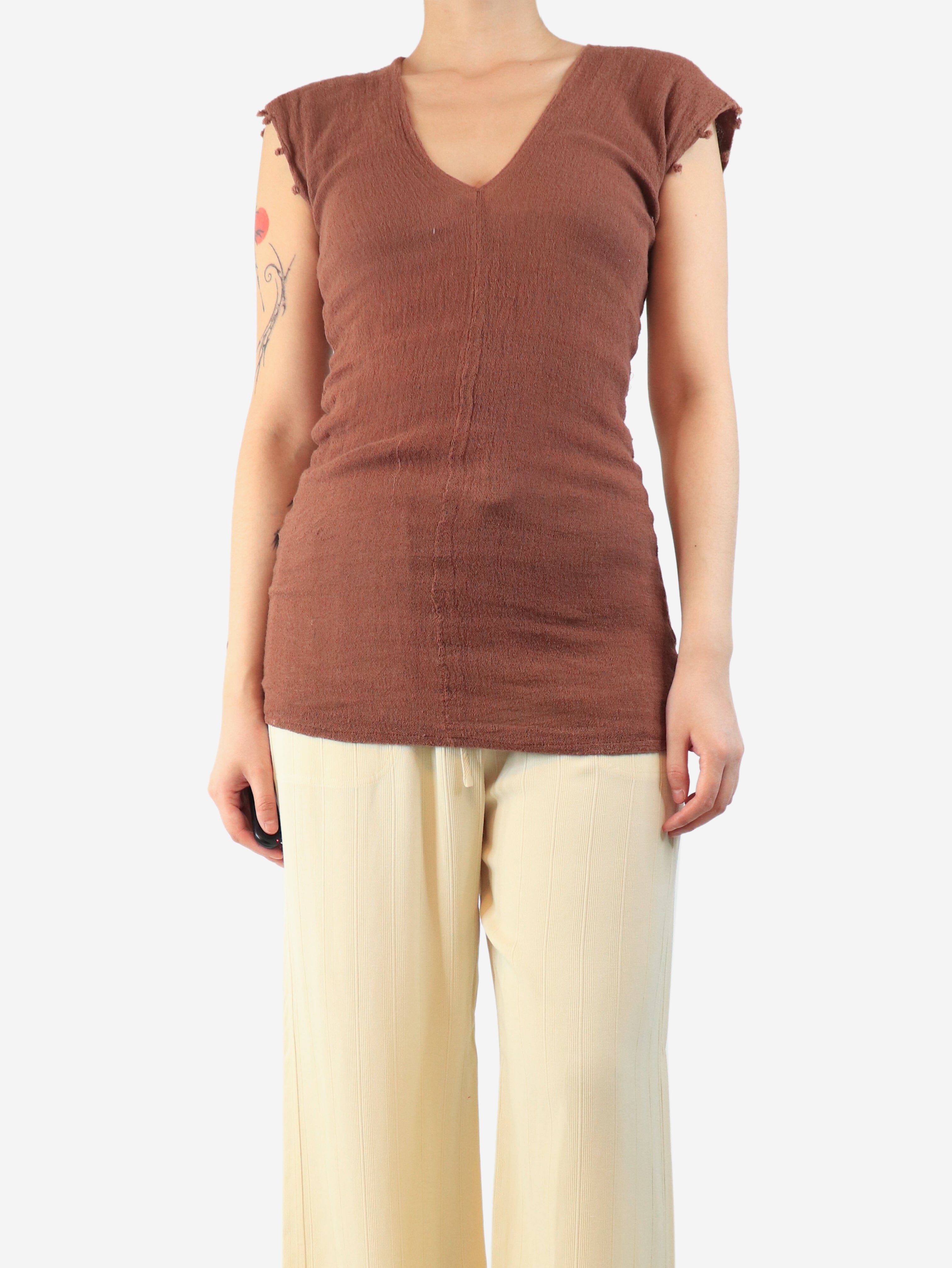 Brown sleeveless top - size UK 8 Tops Caravana 