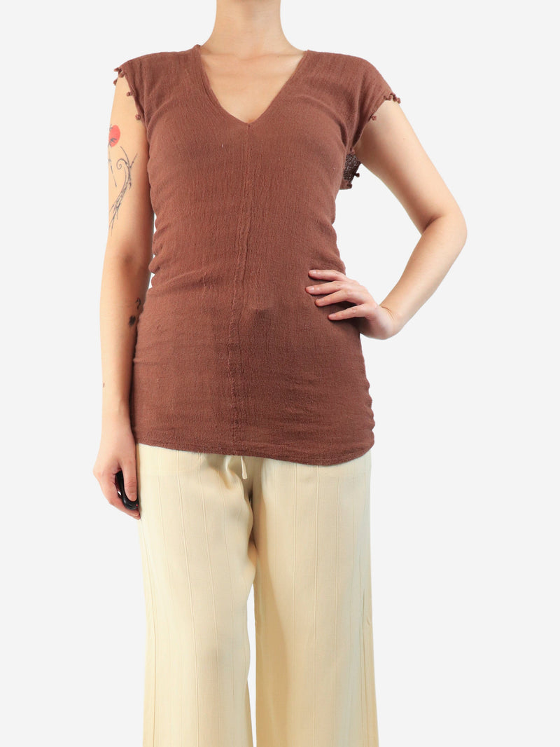 Brown sleeveless top - size UK 8 Tops Caravana 