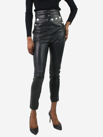 Black leather stud-buttoned trousers - size FR 36 Trousers Skiim 