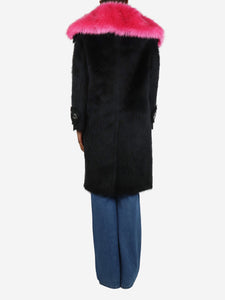 Prada Black and pink alpaca-blend coat - size UK 6