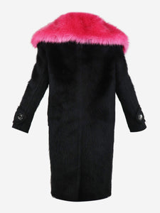 Prada Black and pink alpaca-blend coat - size UK 6