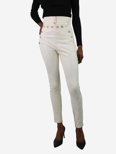 White leather stud-buttoned trousers - size FR 34 Trousers Skiim 