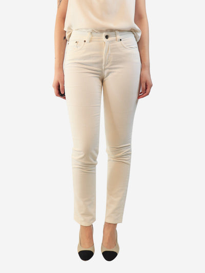 White slim leg cord trousers - size UK 10 Trousers Loro Piana 
