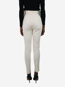 Skiim White leather stud-buttoned trousers - size FR 34