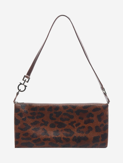 Brown Pony hair animal print shoulder bag Shoulder Bag Salvatore Ferragamo 