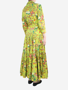 Borgo De Nor Yellow belted floral printed dress - size UK 10
