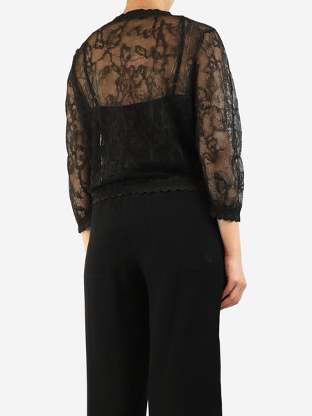 Black sheer lace cardigan - size L alternate image