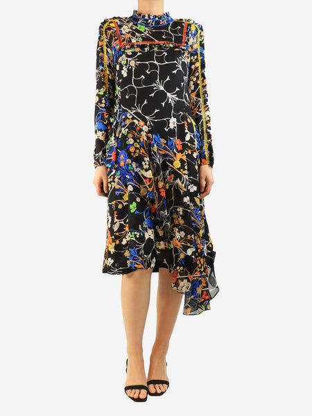 Black printed midi dress - size S product image