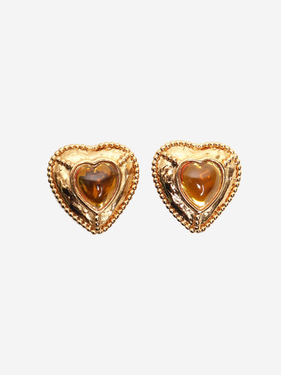 Gold vintage gold heart clip on earrings Earrings Saint Laurent 