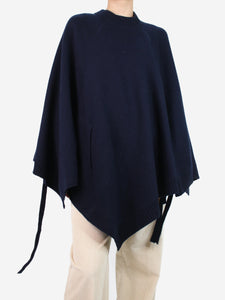 Chloe Blue high-neck cashmere poncho - size M