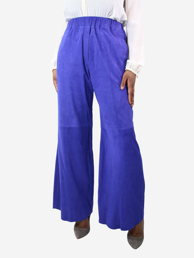 Royal blue suede elasticated trousers - size UK 12 Trousers Forte Forte 
