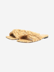 Bottega Veneta Neutral raffia square-toe sandals - size EU 38.5
