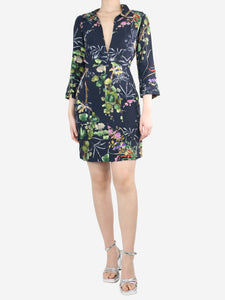Philosophy Blue V-neckline pocket floral-printed dress - size UK 8