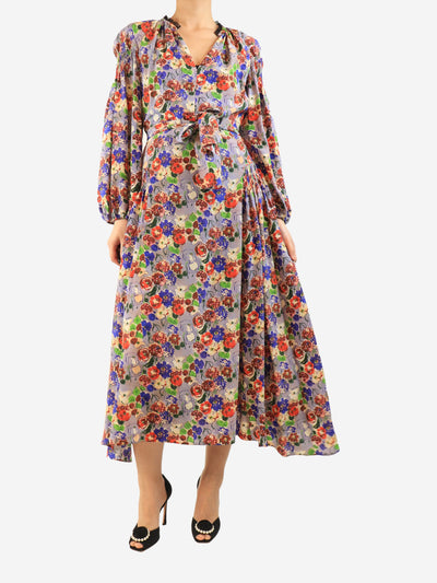Lilac silk floral maxi dress - size UK 8 Dresses Prada 