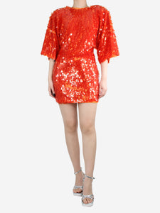 Rotate Orange open-back sequin mini dress - size UK 12