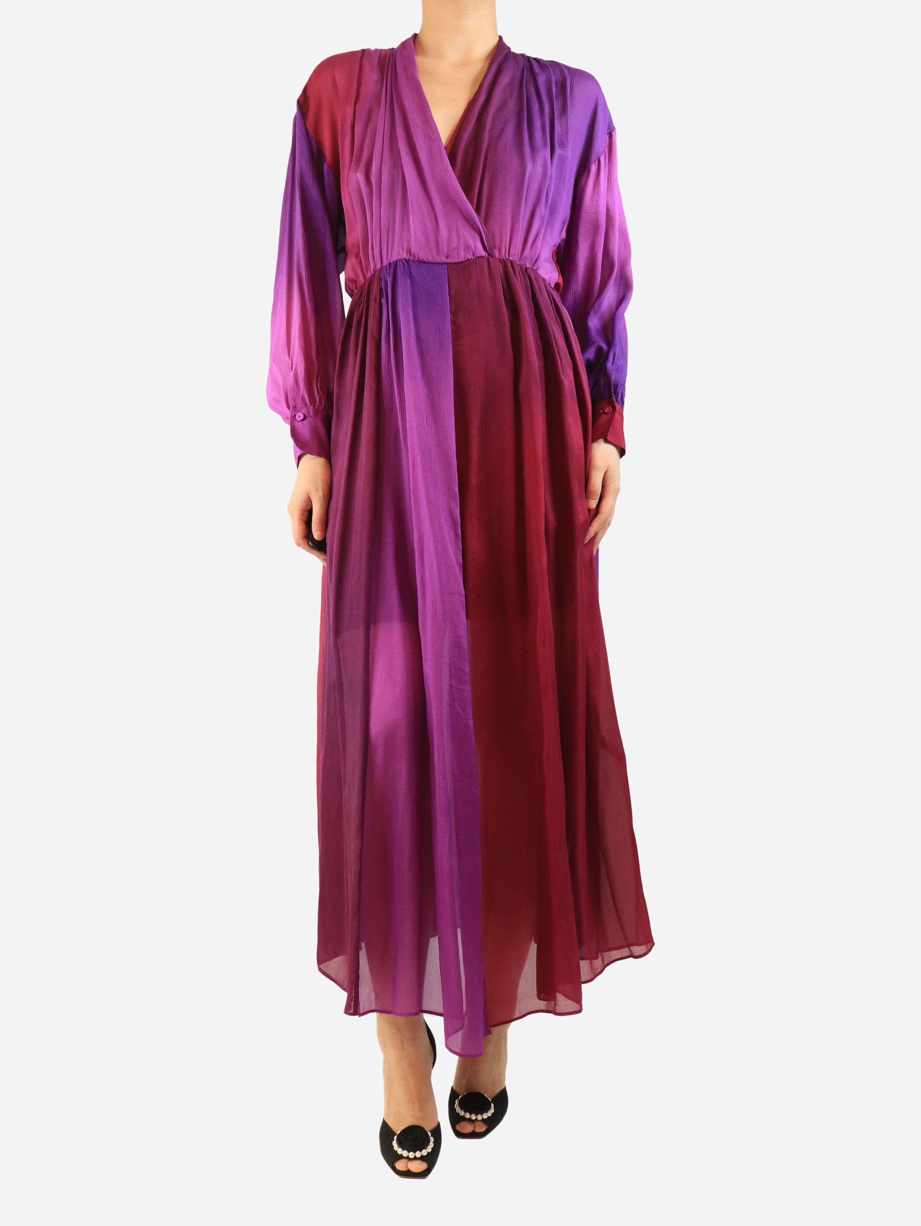 Purple sheer silk maxi dress - size UK 8 Dresses Forte Forte 