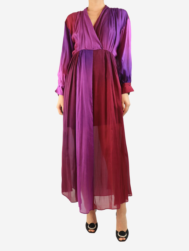 Purple sheer silk maxi dress - size UK 8 Dresses Forte Forte 