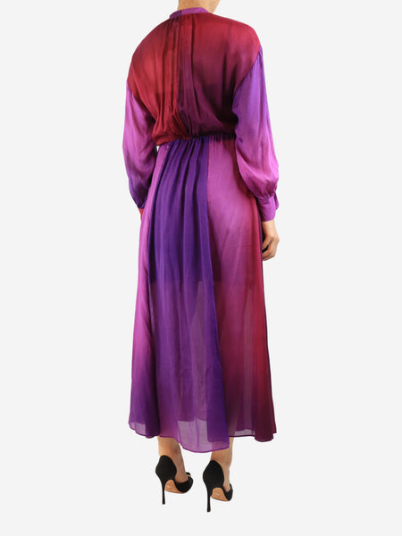 Purple sheer silk maxi dress - size UK 8 alternate image