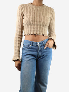 Acne Studios Light brown fringed ribbed wool-blend sweater - size XS