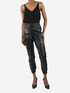 Ste Galerie Birkemeyer Black cuffed leather trousers - size FR 36