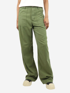 R13 Green canvas cargo trousers - size UK 6